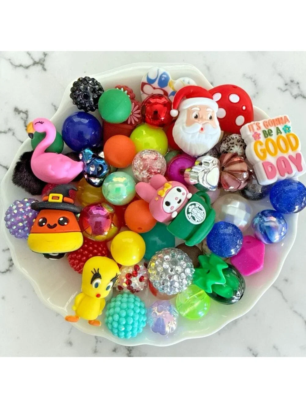 Beads,Focals & Spacers-Mixed Lot-60+ Items-For Beadable Pens, Keychains, Etc. #3